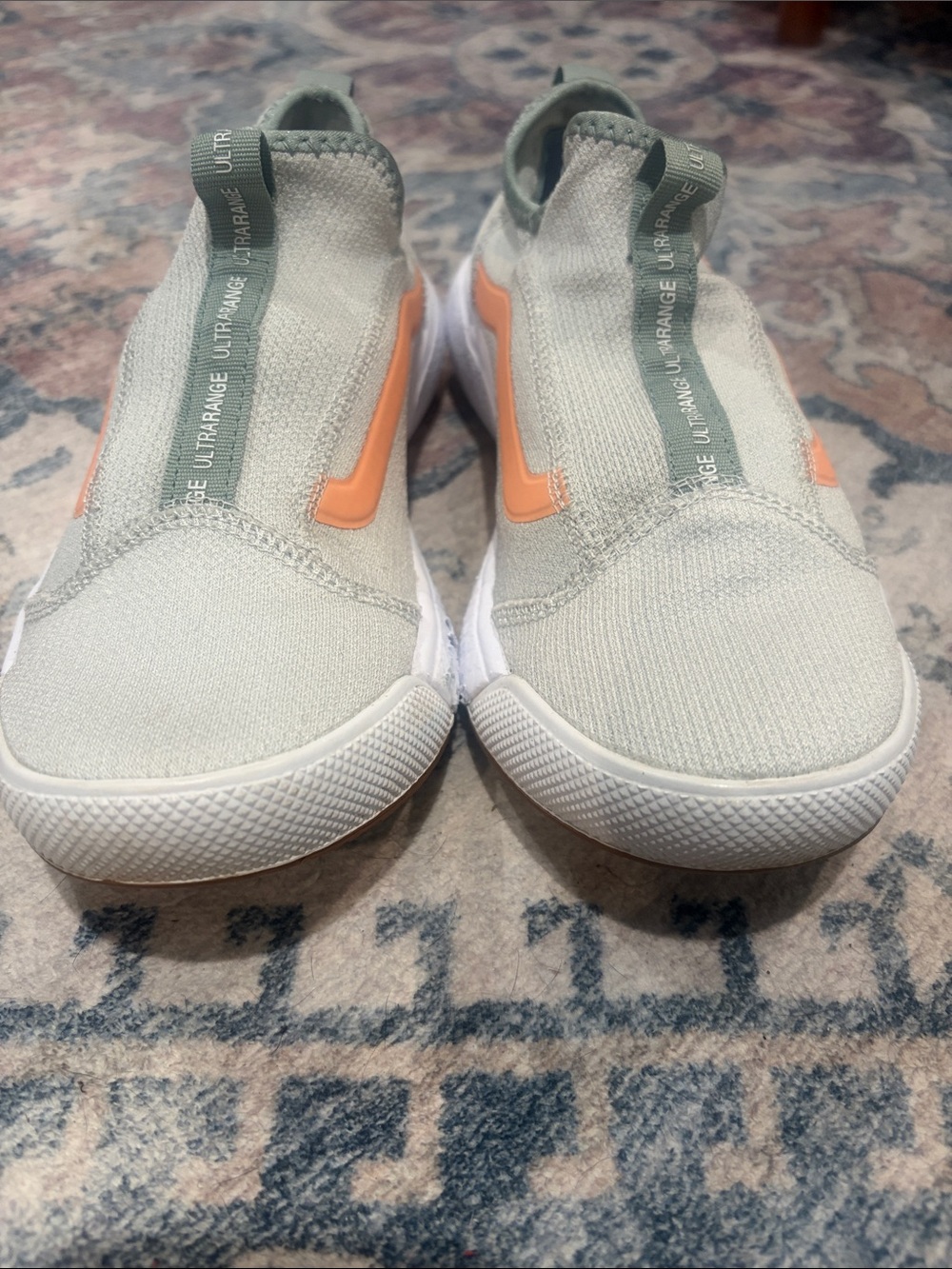 Vans Women's Slip-On Sneakers - Light Gray with Orange Accents